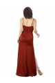 Rouge Trapèze Bretelles spaghetti Col Carré Satiné Soyeux Longue Formelles Robes demoiselle d'honneur / Robes de soirée / Robes de bal Prix Réduit