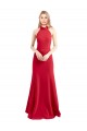 Rouge Trapèze Licou Col Haut Crêpe Stretch Longue Formelles Robes demoiselle d'honneur / Robes de soirée / Robes de bal Prix Réduit