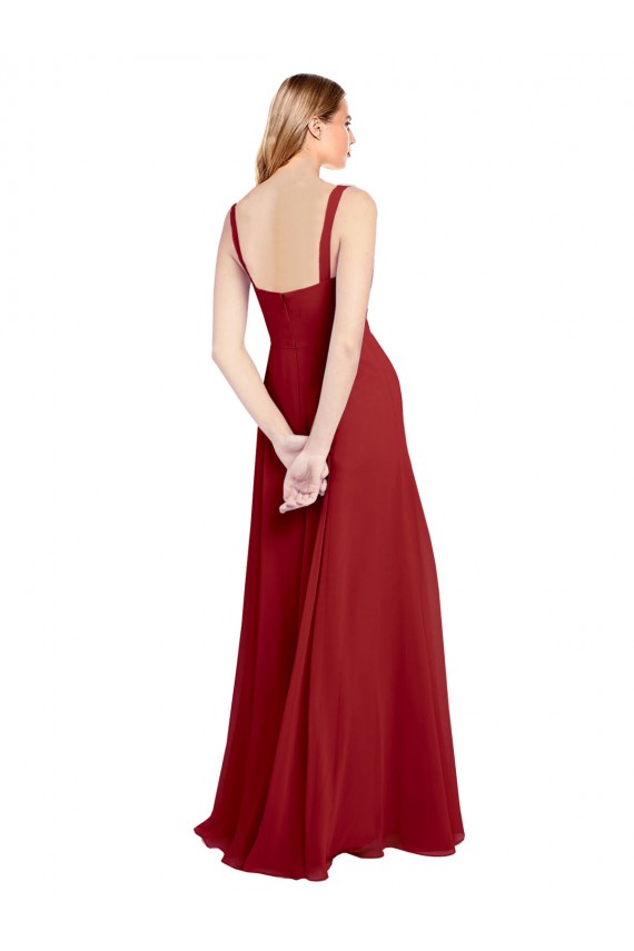 Rouge Trapèze Mousseline Longue Robes demoiselle d'honneur Prix Réduit