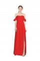 Rouge Trapèze Épaule Dénudée Crêpe Stretch Longue Formelles Robes demoiselle d'honneur / Robes de soirée / Robes de bal Prix Réduit