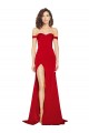 Rouge Trapèze Épaule Dénudée Satiné Soyeux Longue Formelles Robes demoiselle d'honneur / Robes de soirée / Robes de bal Prix Réduit