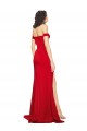 Rouge Trapèze Épaule Dénudée Satiné Soyeux Longue Formelles Robes demoiselle d'honneur / Robes de soirée / Robes de bal Prix Réduit