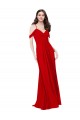 Rouge foncé Trapèze Col V Mousseline Longue Robes demoiselle d'honneur Prix Réduit