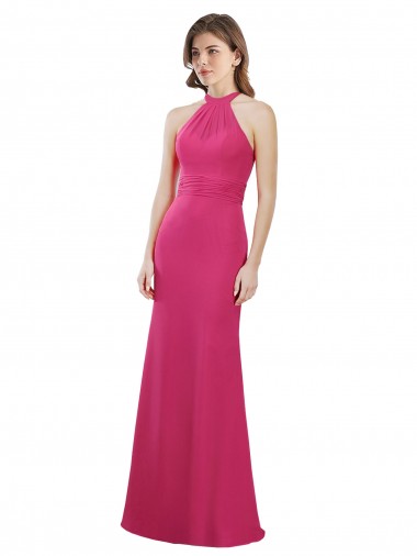 Rubis Trapèze Licou Mousseline Longue Robes demoiselle d'honneur Prix Réduit