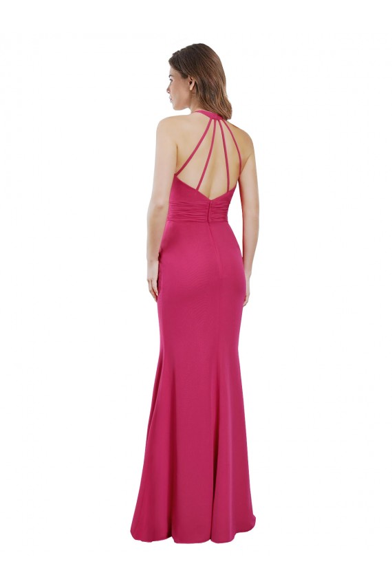 Rubis Trapèze Licou Mousseline Longue Robes demoiselle d'honneur Prix Réduit