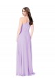 Safran Trapèze Col V Mousseline Longue Robes demoiselle d'honneur Prix Réduit