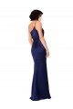 Saphir Trapèze Satiné Soyeux Longue Formelles Robes demoiselle d'honneur / Robes de soirée / Robes de bal Prix Réduit