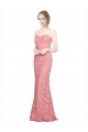 Saumon Sirène Sans bretelle Dentelle Longue Robes demoiselle d'honneur / Robes de bal Prix Réduit