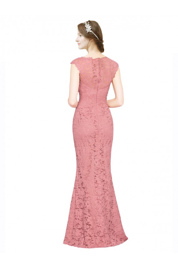 Saumon Sirène Sans bretelle Dentelle Longue Robes demoiselle d'honneur / Robes de bal Prix Réduit