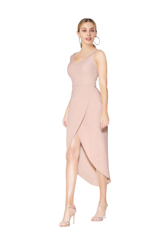 Sirène Bretelles spaghetti Crêpe Stretch Courte Asymétrique Robes demoiselle d'honneur / Robes de soirée / Robes de cocktail Prix Réduit