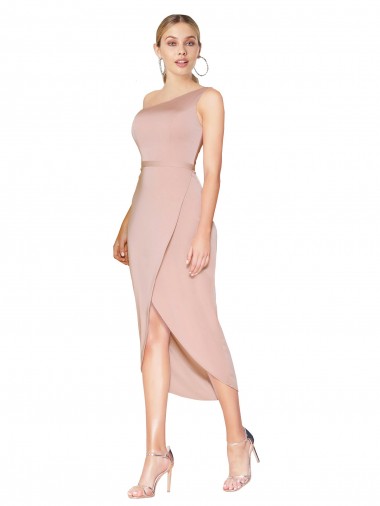 Sirène Col Haut Crêpe Stretch Courte Asymétrique Robes demoiselle d'honneur / Robes de soirée / Robes de cocktail Prix Réduit