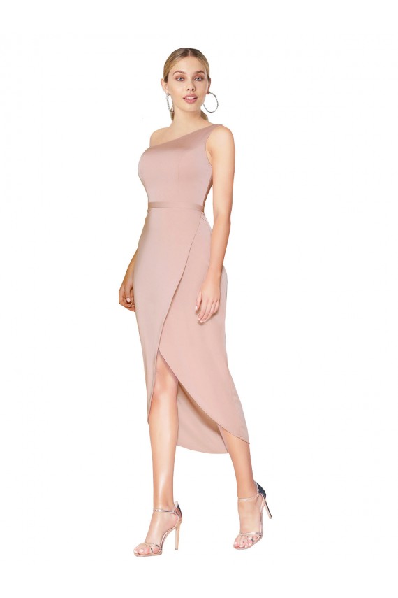 Sirène Col Haut Crêpe Stretch Courte Asymétrique Robes demoiselle d'honneur / Robes de soirée / Robes de cocktail Prix Réduit
