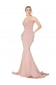 Sirène Col Haut Crêpe Stretch Longue Formelles Robes demoiselle d'honneur / Robes de soirée / Robes de bal Prix Réduit