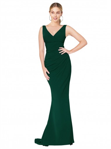 Sirène Col V Crêpe Stretch Longue Formelles Robes demoiselle d'honneur / Robes de soirée / Robes de bal Prix Réduit