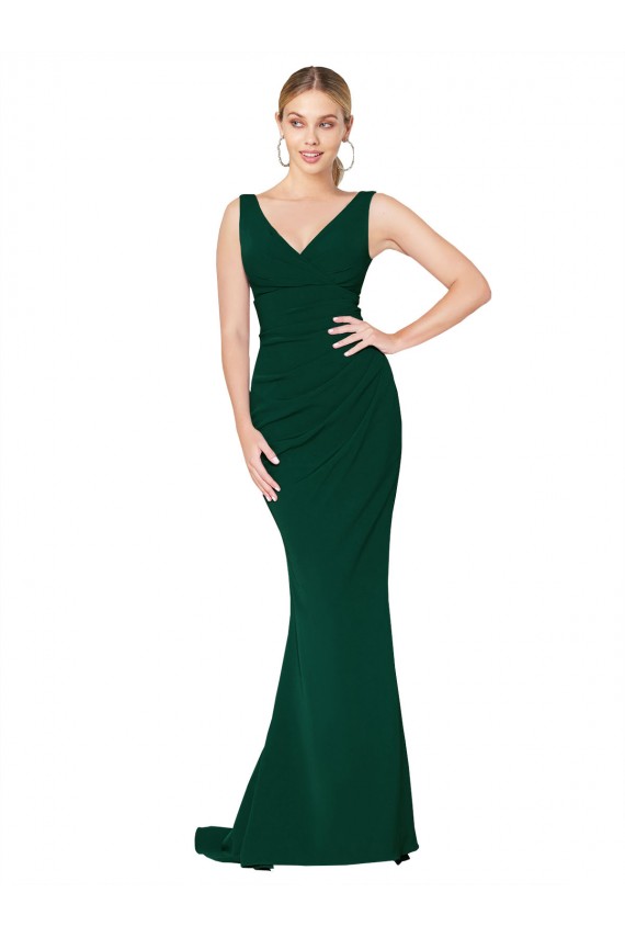 Sirène Col V Crêpe Stretch Longue Formelles Robes demoiselle d'honneur / Robes de soirée / Robes de bal Prix Réduit