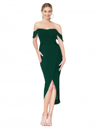 Sirène Épaule Dénudée Col Haut Crêpe Stretch Courte Asymétrique Robes demoiselle d'honneur / Robes de soirée / Robes de cocktail Prix Réduit