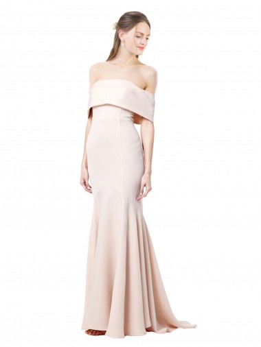 Sirène Épaule Dénudée Col Haut Crêpe Stretch Longue Formelles Robes demoiselle d'honneur / Robes de soirée / Robes de bal Prix Réduit