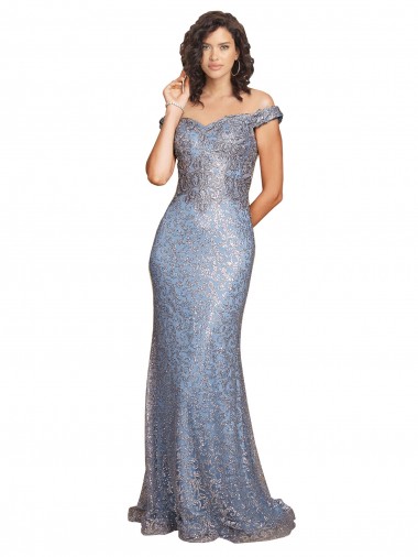 Sirène Épaule Dénudée Paillette Longue Formelles Robes demoiselle d'honneur / Robes de soirée / Robes de bal Prix Réduit