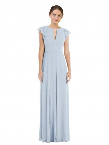 Trapèze Bateau Mousseline Longue Formelles Robes demoiselle d'honneur / Robes de soirée Prix Réduit