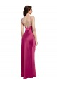 Trapèze Bretelles spaghetti Col V Satiné Stretch Longue Formelles Robes demoiselle d'honneur / Robes de soirée / Robes de bal Prix Réduit