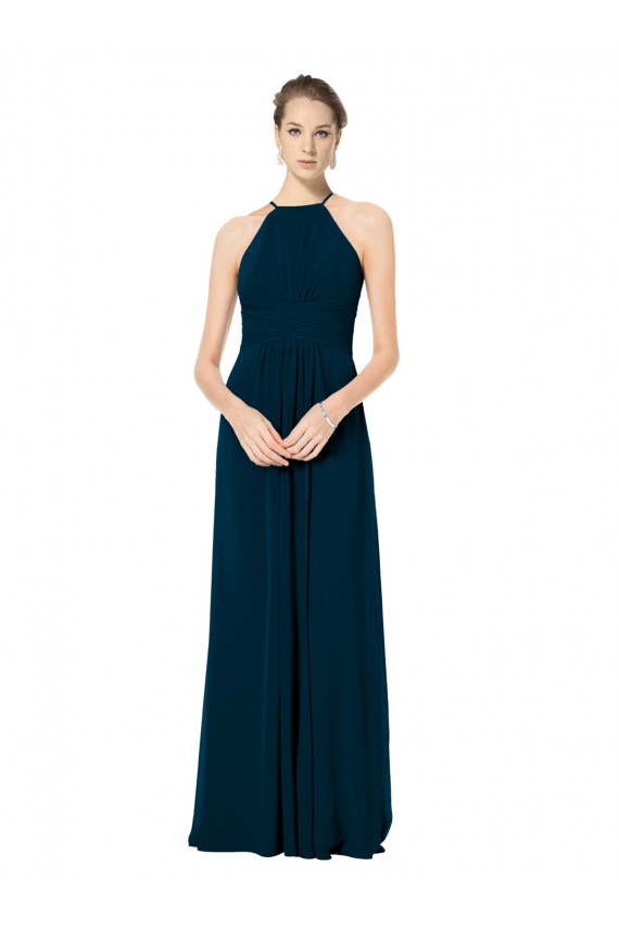 Trapèze Bretelles spaghetti Mousseline Longue Robes demoiselle d'honneur Prix Réduit