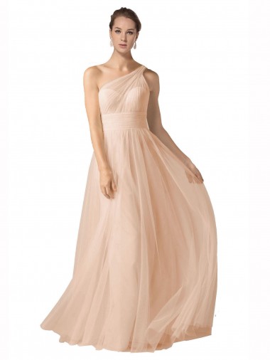 Trapèze Bretelles spaghetti Tulle Longue Robes demoiselle d'honneur Prix Réduit