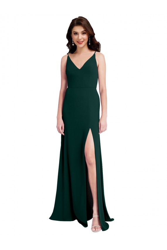 Trapèze Col V Crêpe Stretch Longue Formelles Robes demoiselle d'honneur / Robes de soirée / Robes de bal Prix Réduit