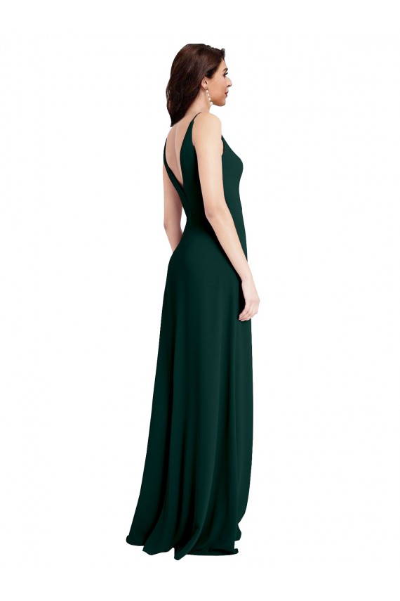 Trapèze Col V Crêpe Stretch Longue Formelles Robes demoiselle d'honneur / Robes de soirée / Robes de bal Prix Réduit
