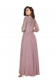 Trapèze Col V Mousseline Longue Robes demoiselle d'honneur / Robes de bal Prix Réduit