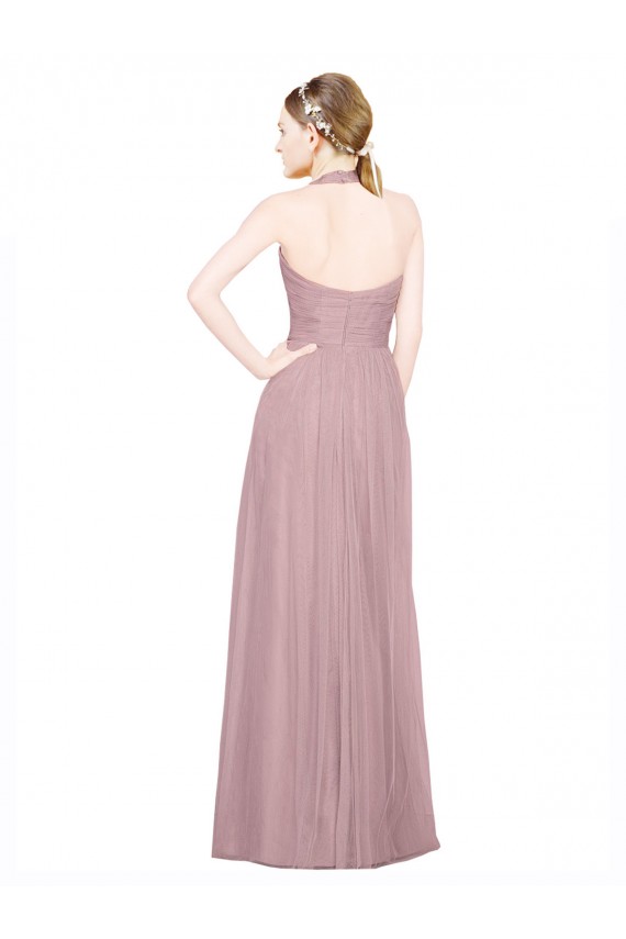 Trapèze Licou Col V Tulle Longue Robes demoiselle d'honneur Prix Réduit