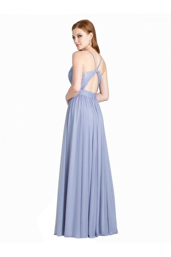 Trapèze Mousseline Dentelle Longue Robes demoiselle d'honneur Prix Réduit