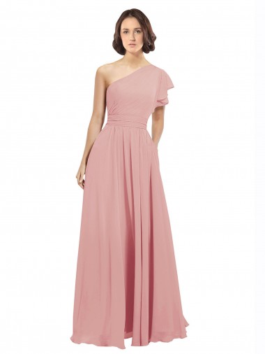 Trapèze Mousseline Longue Robes demoiselle d'honneur Prix Réduit