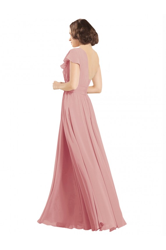 Trapèze Mousseline Longue Robes demoiselle d'honneur Prix Réduit