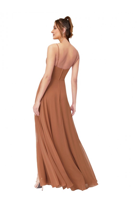 Trapèze Mousseline Longue Robes demoiselle d'honneur Prix Réduit