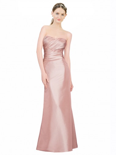 Trapèze Sans bretelle Satiné Stretch Longue Formelles Robes demoiselle d'honneur / Robes de soirée / Robes de bal Prix Réduit