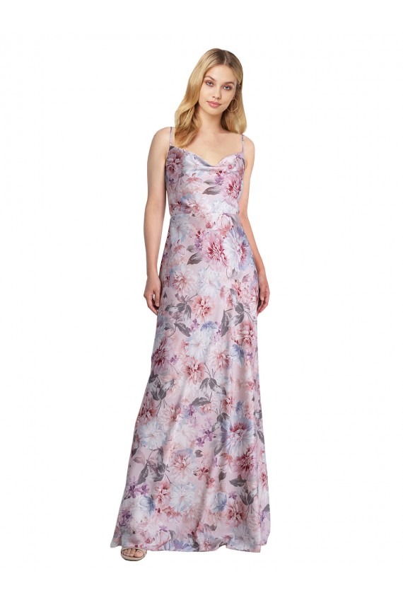 Trapèze Satiné Stretch Floral Longue Formelles Robes demoiselle d'honneur / Robes de soirée Prix Réduit