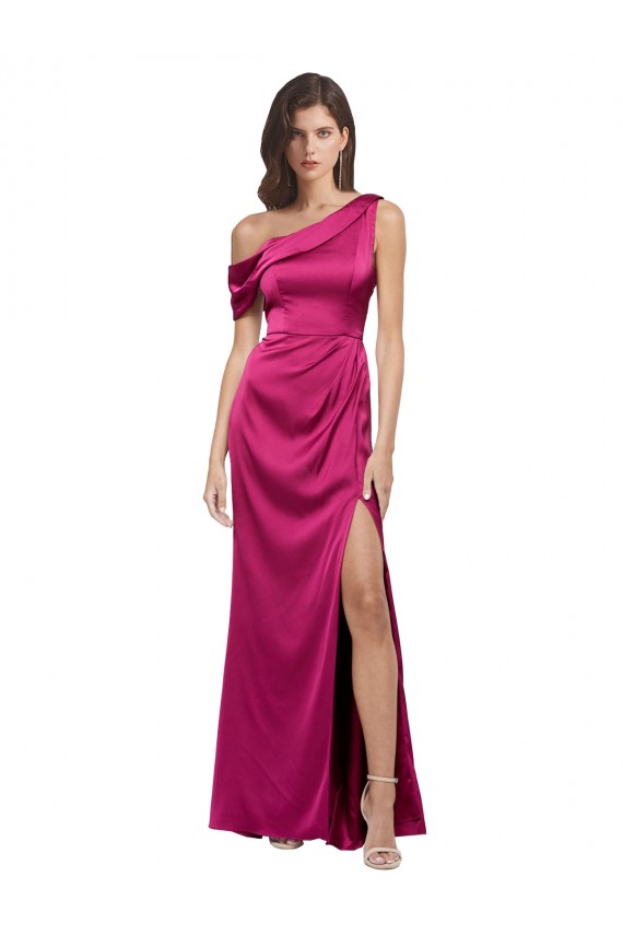 Trapèze Satiné Stretch Longue Formelles Robes demoiselle d'honneur / Robes de soirée / Robes de bal Prix Réduit