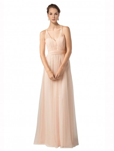 Trapèze Tulle Longue Robes demoiselle d'honneur Prix Réduit