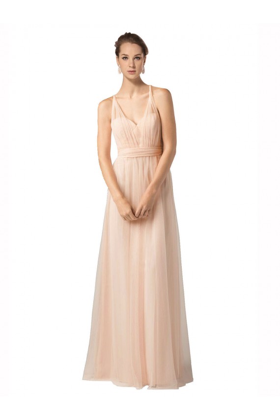 Trapèze Tulle Longue Robes demoiselle d'honneur Prix Réduit