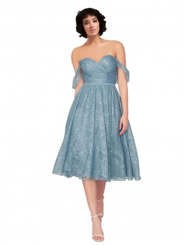 Trapèze Épaule Dénudée Dentelle Courte Robes demoiselle d'honneur / Robes de cocktail Prix Réduit