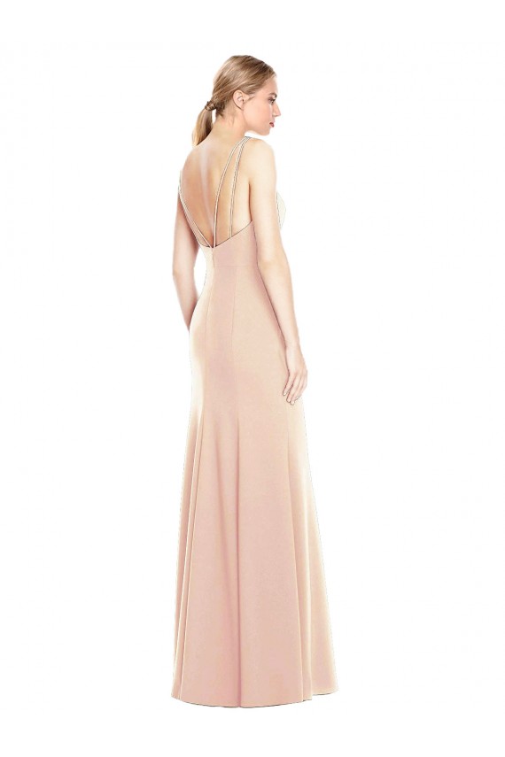 Trompette Bateau Crêpe Stretch Longue Robes demoiselle d'honneur / Robes de bal Prix Réduit