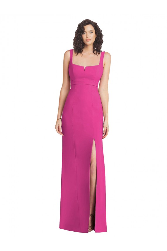 Trompette Col Carré Crêpe Stretch Longue Robes demoiselle d'honneur / Robes de bal Prix Réduit