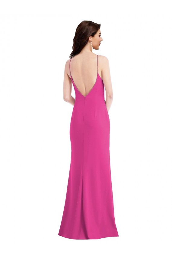 Trompette Licou Col Haut Crêpe Stretch Longue Formelles Robes demoiselle d'honneur / Robes de soirée / Robes de bal Prix Réduit