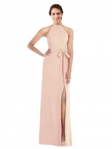 Trompette Licou Crêpe Stretch Longue Formelles Robes demoiselle d'honneur / Robes de soirée / Robes de bal Prix Réduit