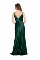 Vert Chasseur Fourreau Bretelles spaghetti Col V Satiné Stretch Longue Formelles Robes demoiselle d'honneur / Robes de soirée / Robes de bal Prix Réduit