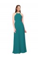Vert Chasseur Fourreau Col Haut Mousseline Longue Robes demoiselle d'honneur Prix Réduit