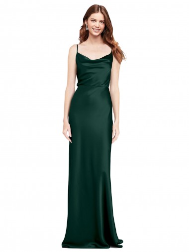 Vert Chasseur Fourreau Satiné Stretch Longue Formelles Robes demoiselle d'honneur / Robes de soirée / Robes de bal Prix Réduit