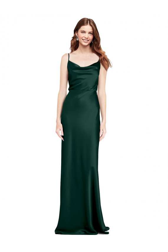 Vert Chasseur Fourreau Satiné Stretch Longue Formelles Robes demoiselle d'honneur / Robes de soirée / Robes de bal Prix Réduit