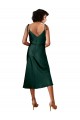 Vert Chasseur Fourreau midi Satiné Stretch Courte Robes demoiselle d'honneur / Robes de soirée / Robes de cocktail Prix Réduit