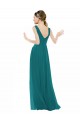 Vert Chasseur Trapèze Col V Mousseline Longue Robes demoiselle d'honneur Prix Réduit